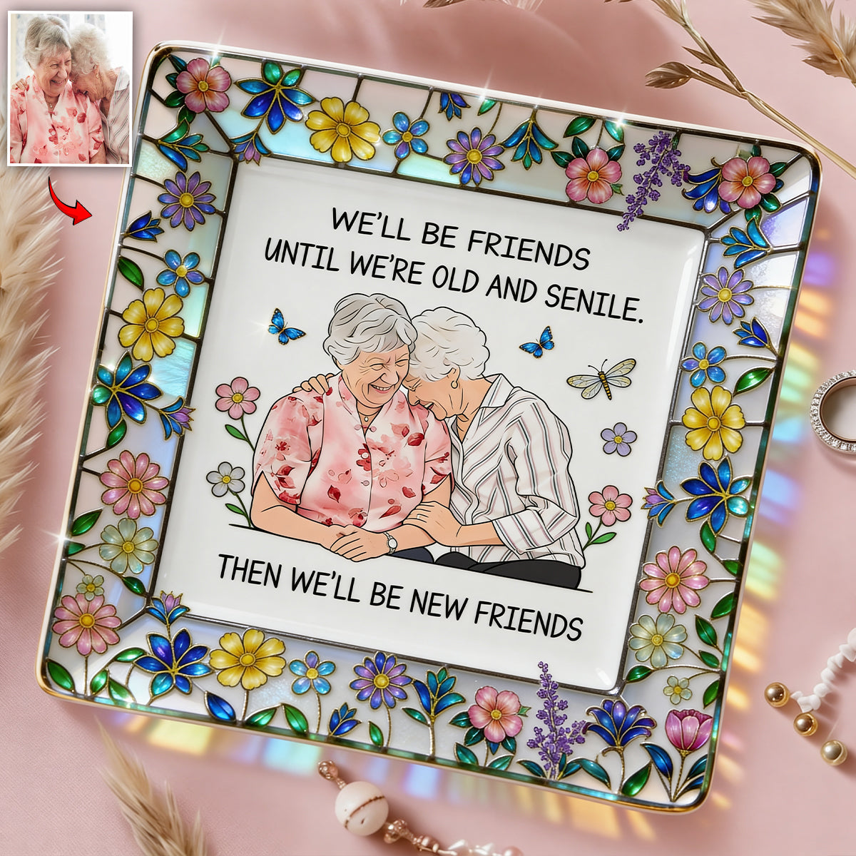 Bestie Gift Idea - Personalized Bestie Fully Printed Jewelry Dish