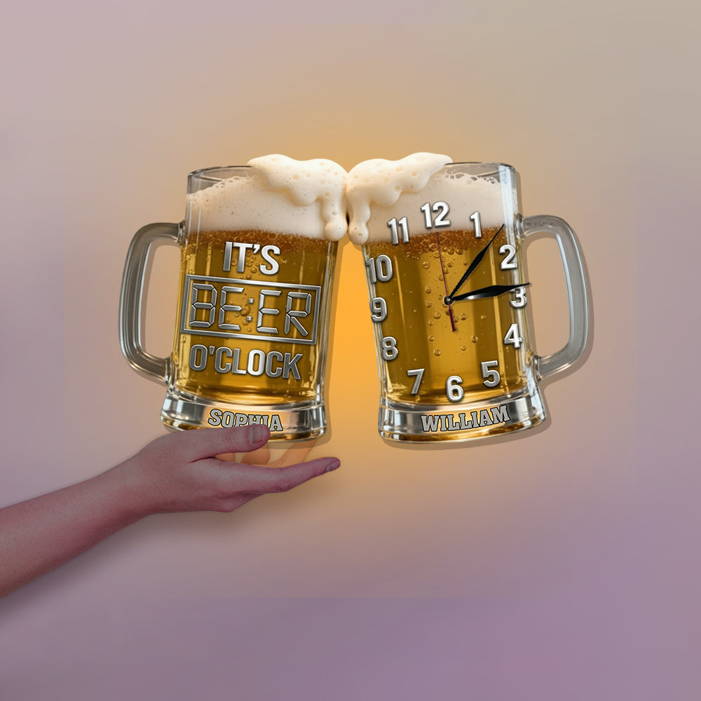 It's Beer O'clock - Personalized Beer LED Light Wall Clock
