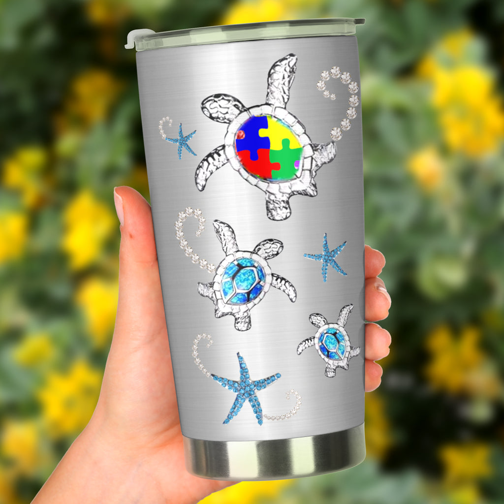 It's Ok To Be Different Metal Pattern Print Autism Awareness Tumbler 0622