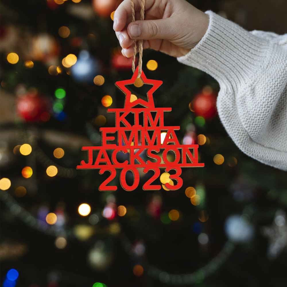 Any Name Christmas Tree - Personalized Family Any Name Christmas Tree Ornament