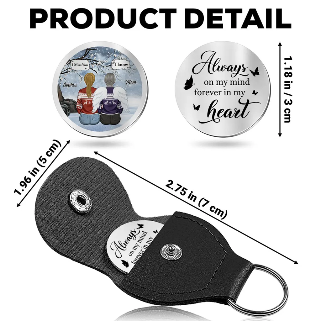 Pocket Hug Keepsake, Stainless Steel, Customizable Mother & Daughter Art, Always on My Mind, Unique Gift for Mom or Daughter