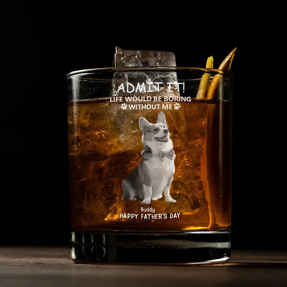 Personalized Beer Glass for Pet Lover Dad – Funny Father's Day Gift from the Dog – Admit Life Would Be Boring Without Me