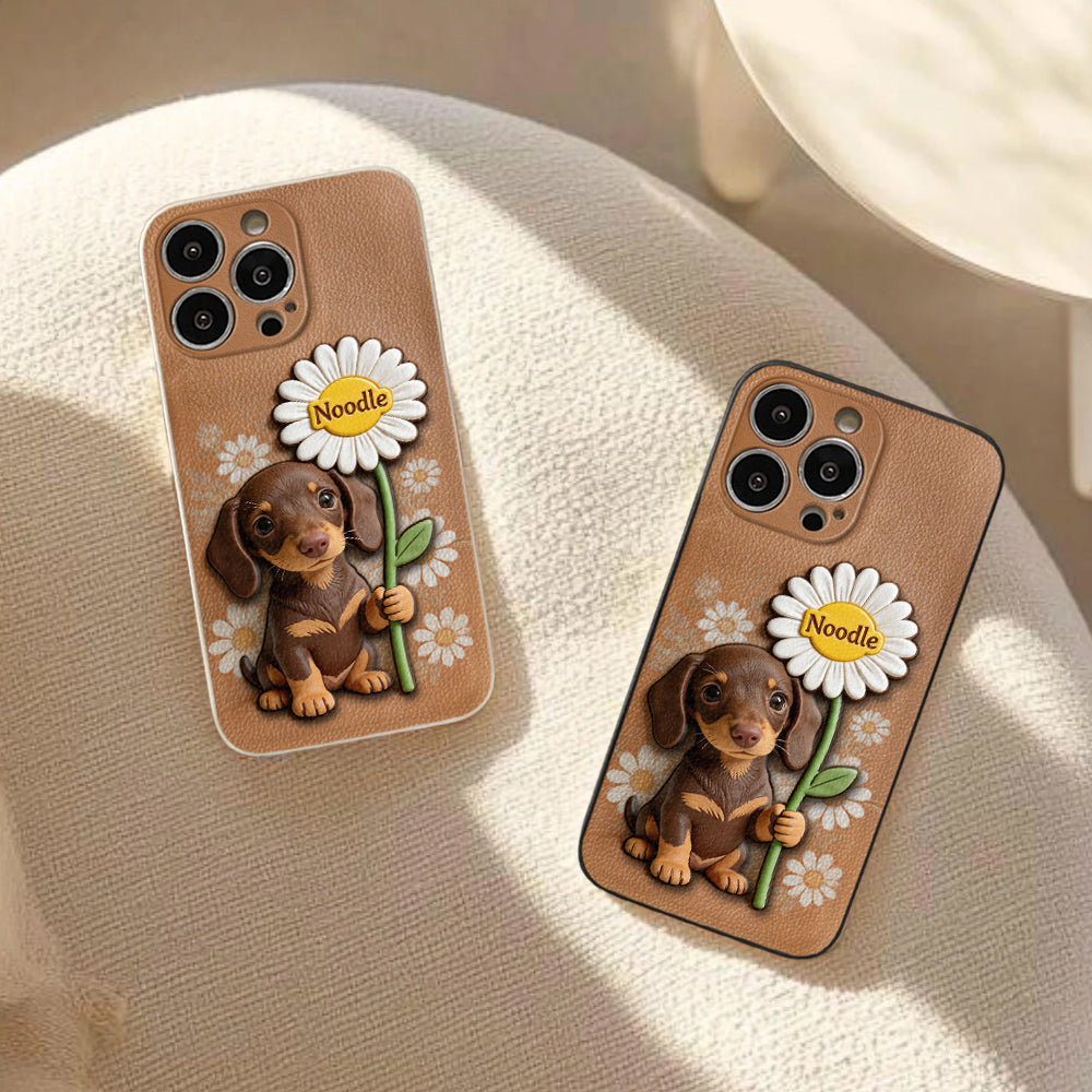 Custom Any Photo - Personalized Dog 3D Embossed Leather Phone Case
