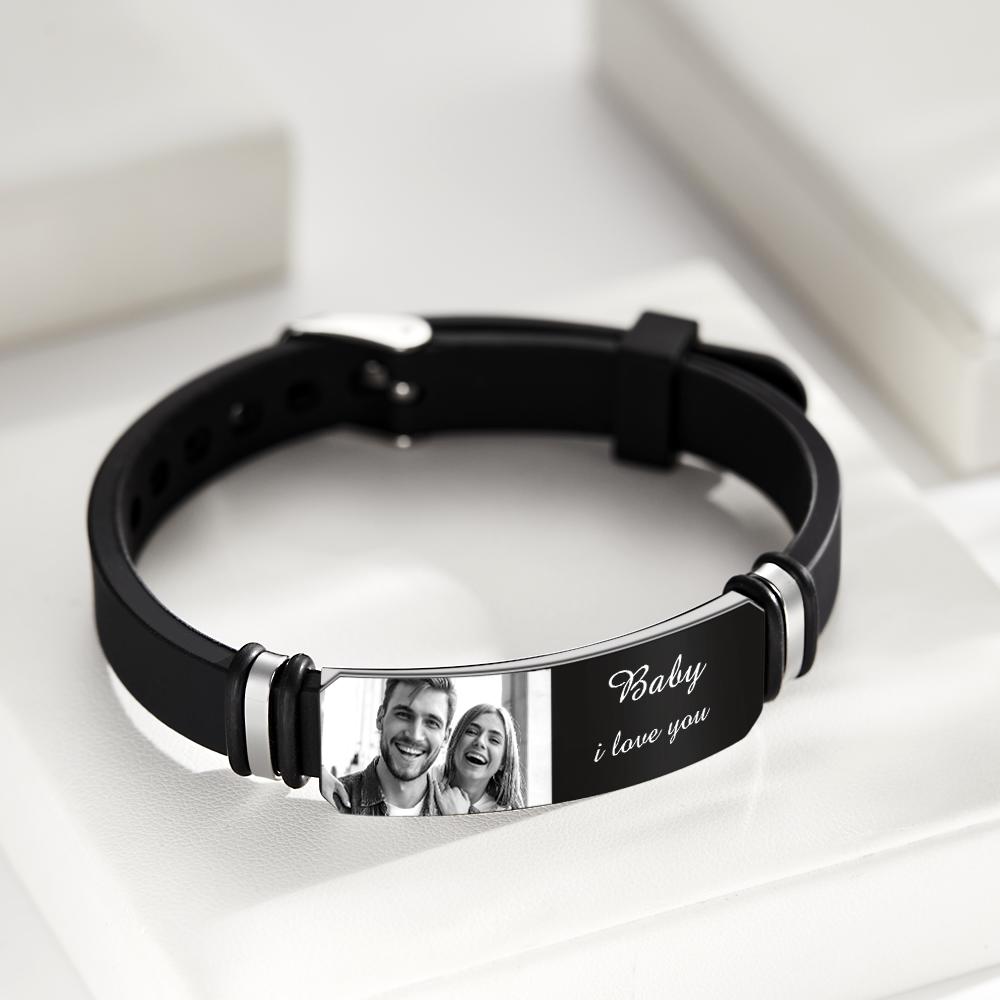 Any Photo And Message - Personalized Photo Engraved Bracelet