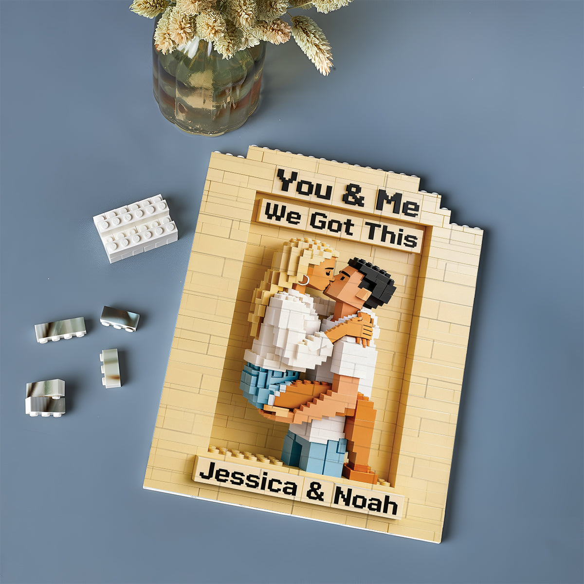 Custom Any Photo - Personalized Couple One-sided Vertical Rectangle Building Brick Blocks