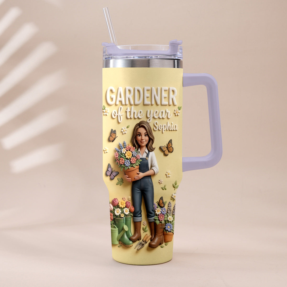 Gardener Of The Year - Personalized Gardening Tumbler With Plush Charm