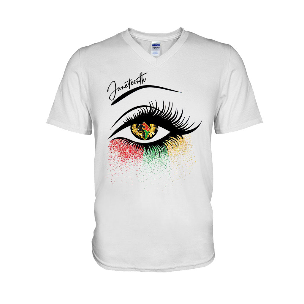 Juneteenth - African American T-shirt and Hoodie With Faux Glitter Print 112021