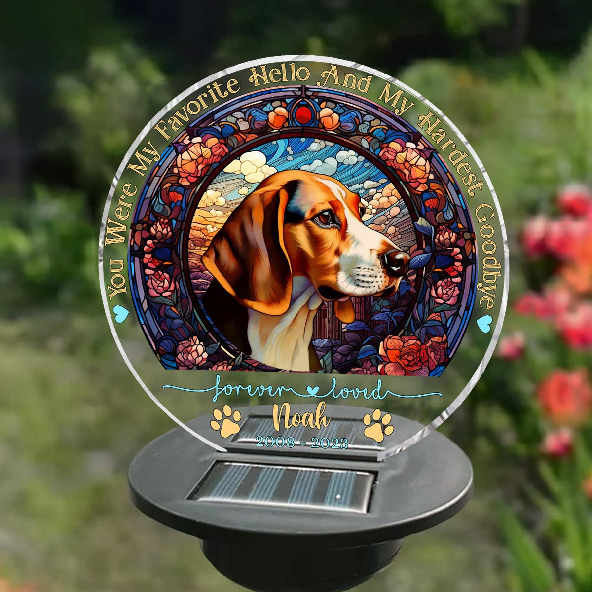 You Were My Favorite Hello - Personalized Dog Garden Solar Light