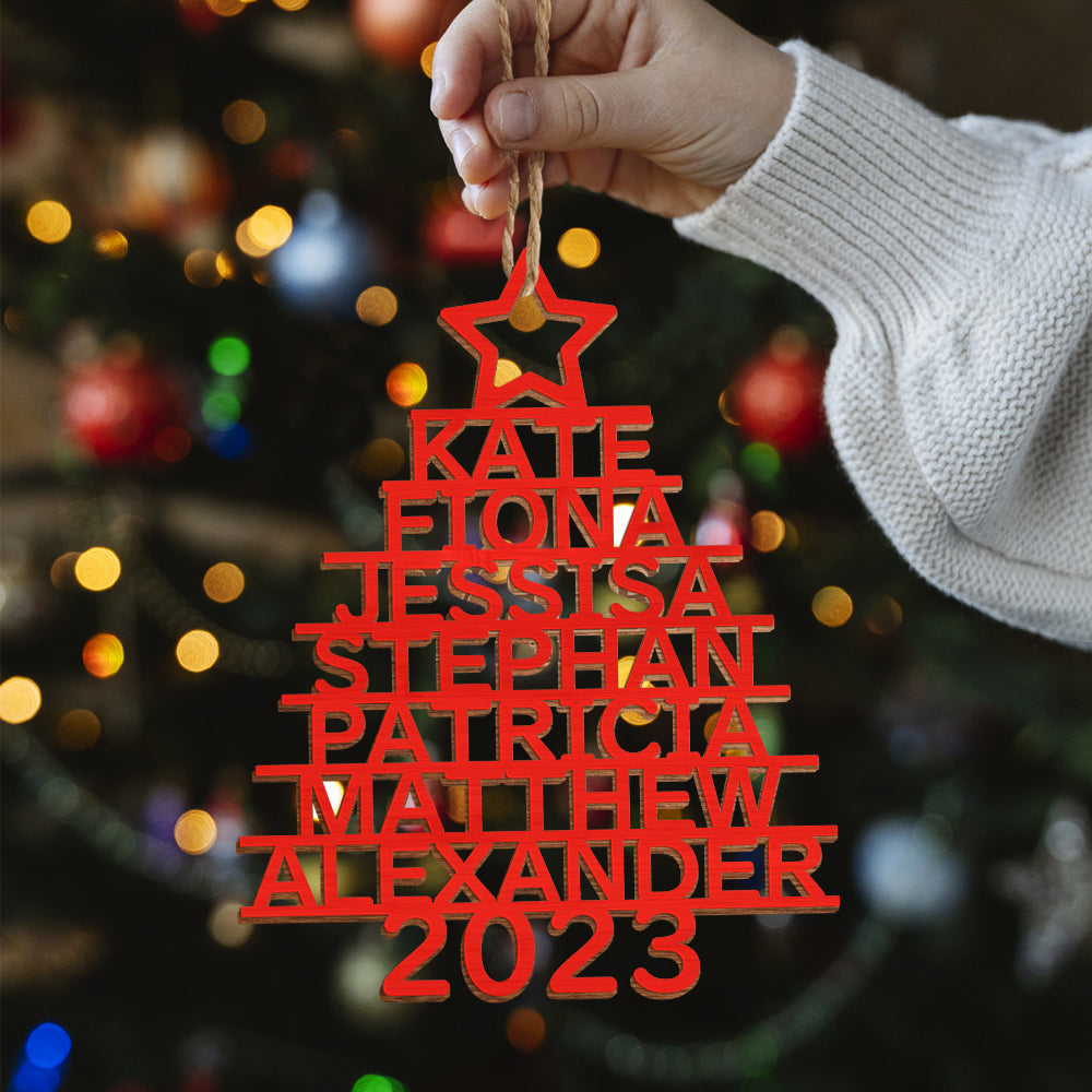 Any Name Christmas Tree - Personalized Family Any Name Christmas Tree Ornament