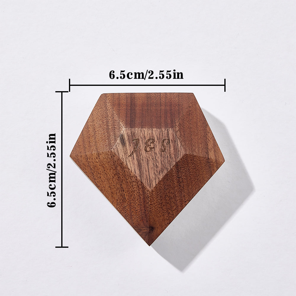 Custom Initial And Text - Personalized Initial Wooden Rotating Ring Box