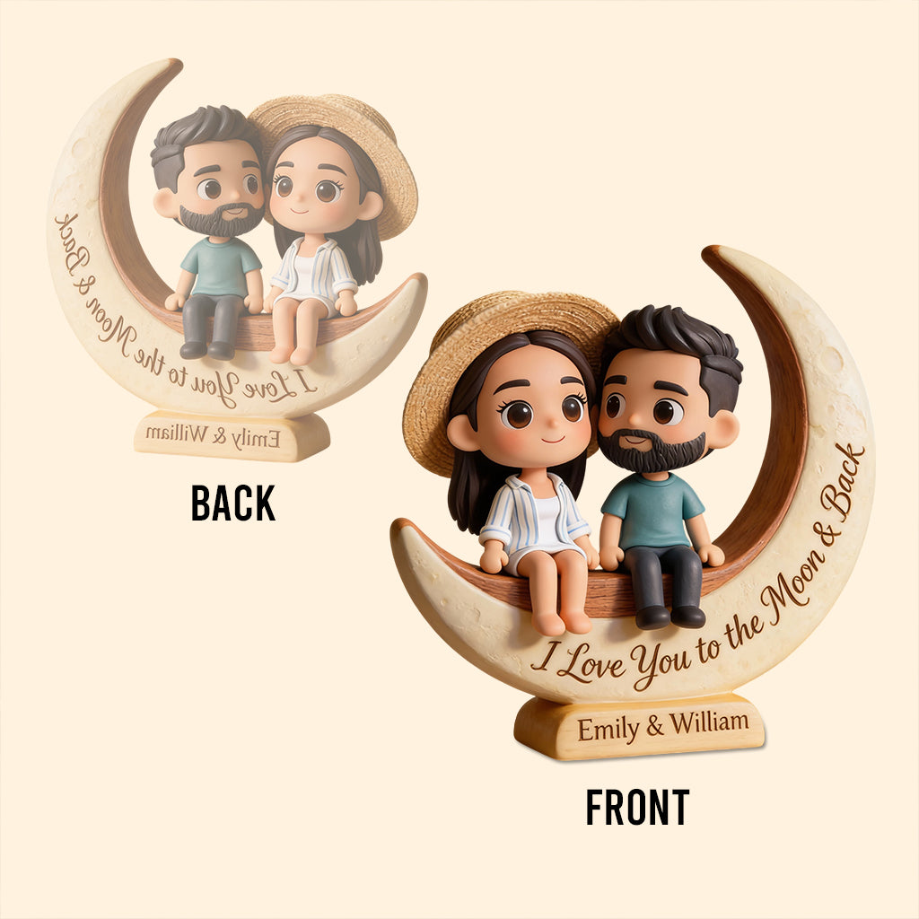 I Love You to the Moon & Back - Personalized Couple Custom Shaped Acrylic Plaque
