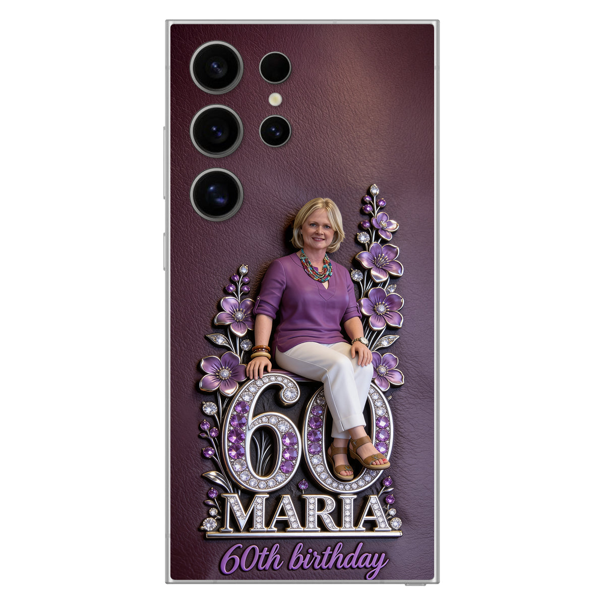 Custom Any Photo Perfect Gift For Mom, Grandma - Personalized Birthday 3D Embossed Leather Phone Case