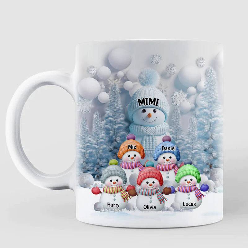 Christmas Personalized Mug - Blue Vibe Snowman - Gifts For Grandma Mom