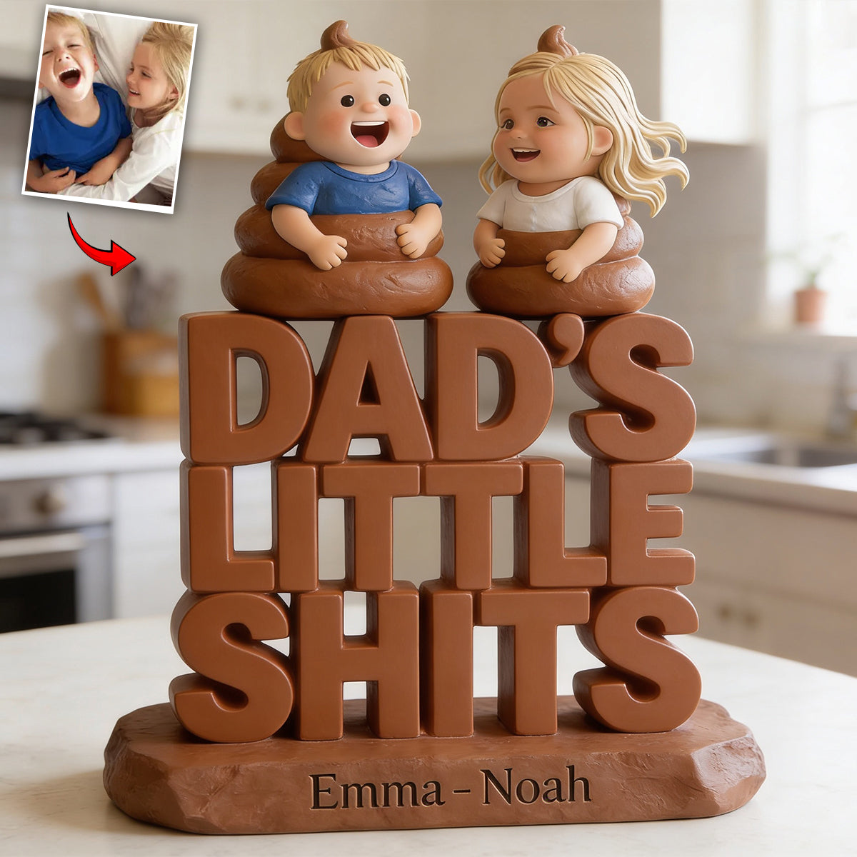 Funny Father's Day Gift Dad's Little Shits - Personalized Father Custom Shaped Acrylic Plaque