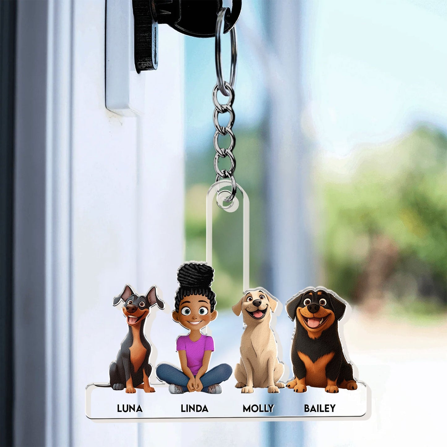 Personalized Acrylic Keychain with Custom Family Pets – Featuring Your Dog and Family Member Names, Perfect Gift for Dog Lovers, Ideal for Any Occasion
