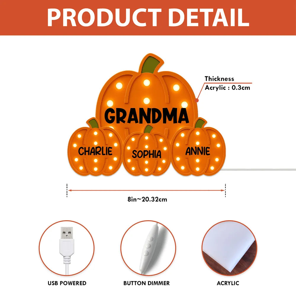 Acrylic Light Box with Pumpkin Design, Grandma-Inspired Theme and Perfect Holiday Gift