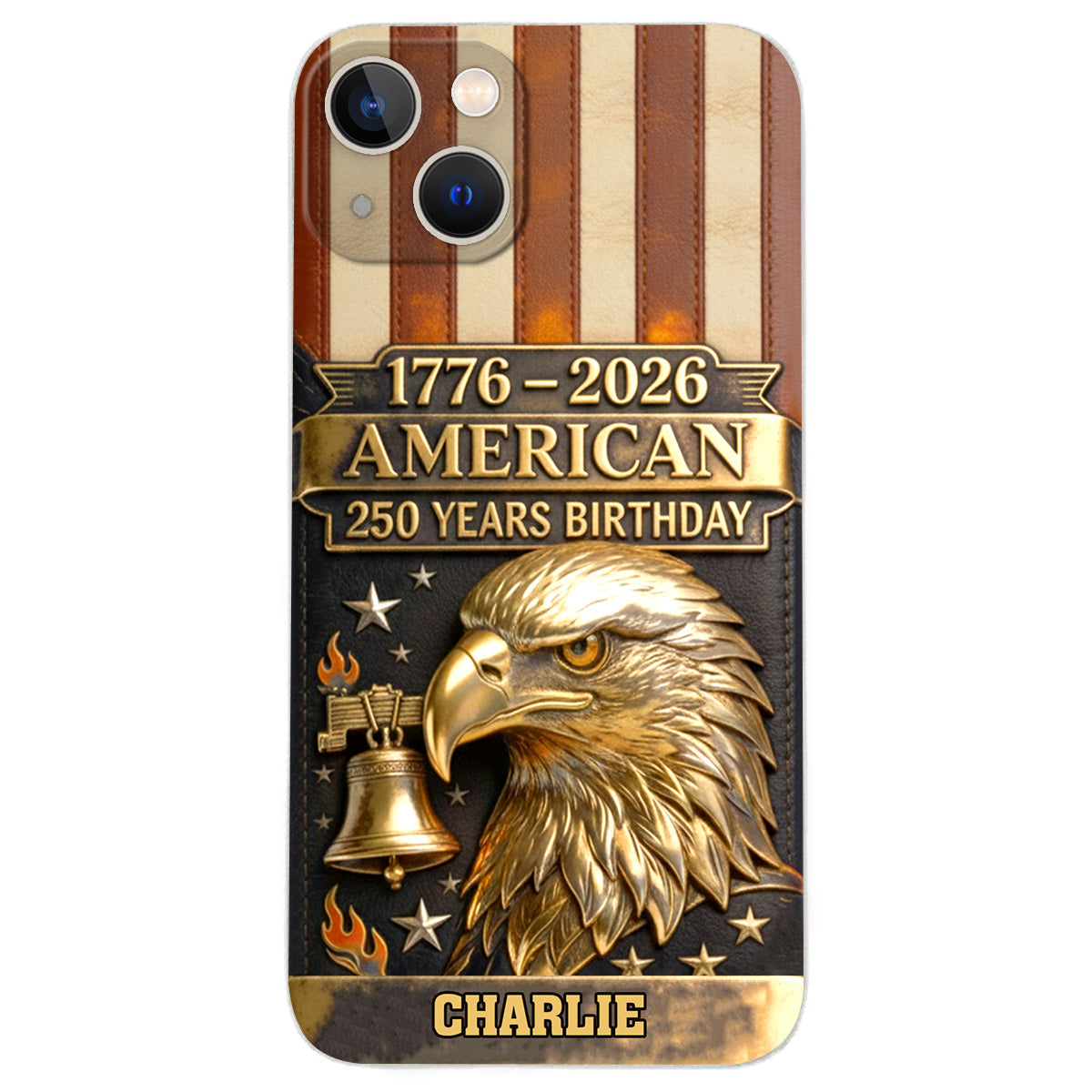 250th Anniversary - Personalized Bald Eagle Leather Phone Case