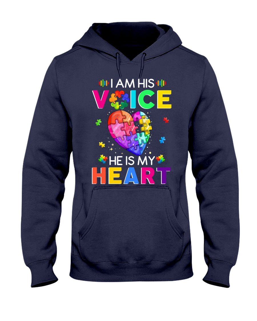 I Am His Voice He Is My Heart - Autism Awareness T-shirt and Hoodie 0921