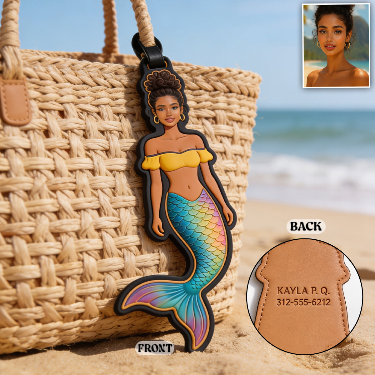 Beach Lover - Personalized Mermaid Luggage Tag