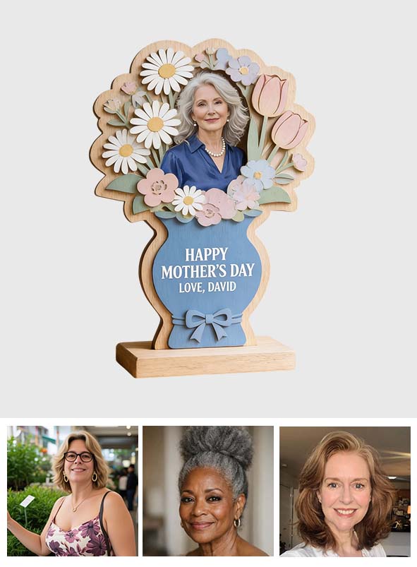 Happy Mother's Day - Personalized Mother Custom Shaped Wood Plaque
