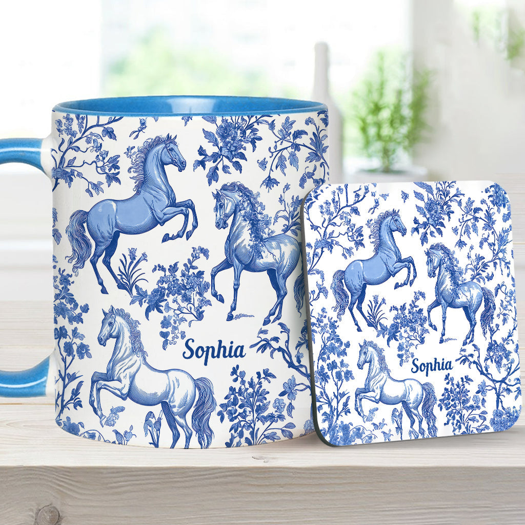 Horse Toile de Jouy - Personalized Horse Accent Mug