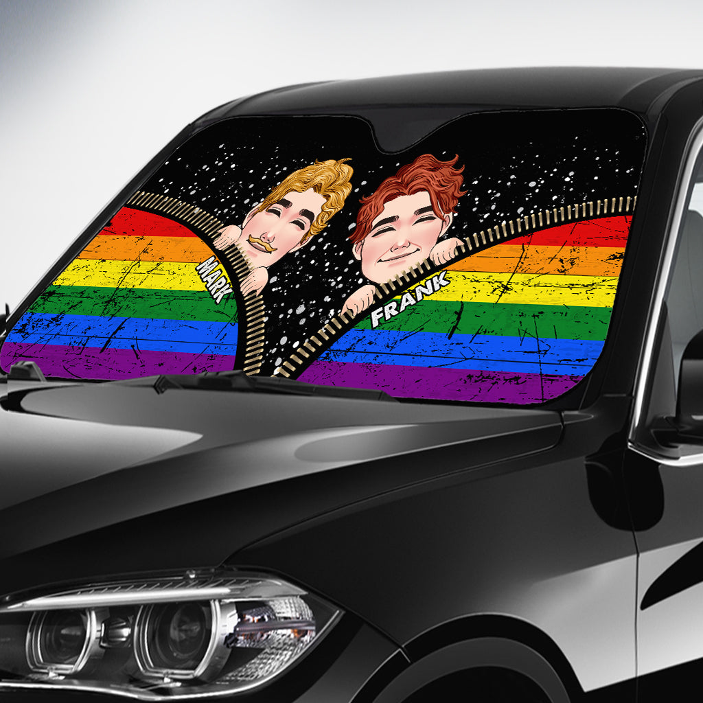 Funny Couple Pride - Personalized LGBT Support Car Sunshade