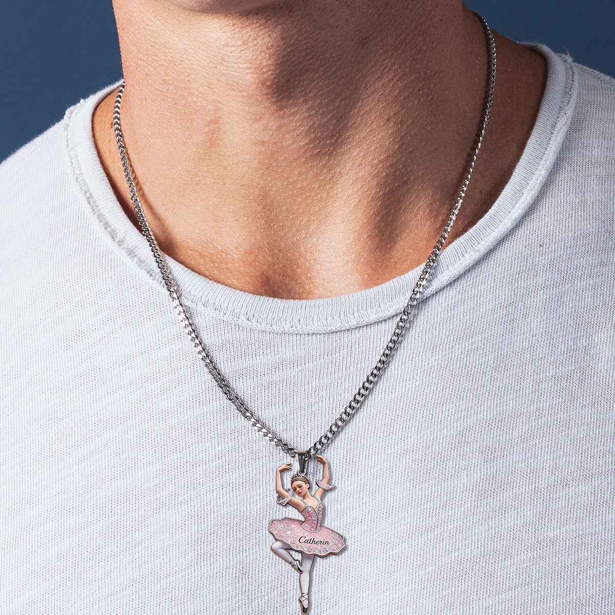 Love Ballet - Personalized Ballet Shaped Metal Pendant Necklace