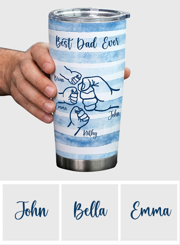 Best Dad Ever Fist Bump Retro Stripes - Personalized Father Tumbler