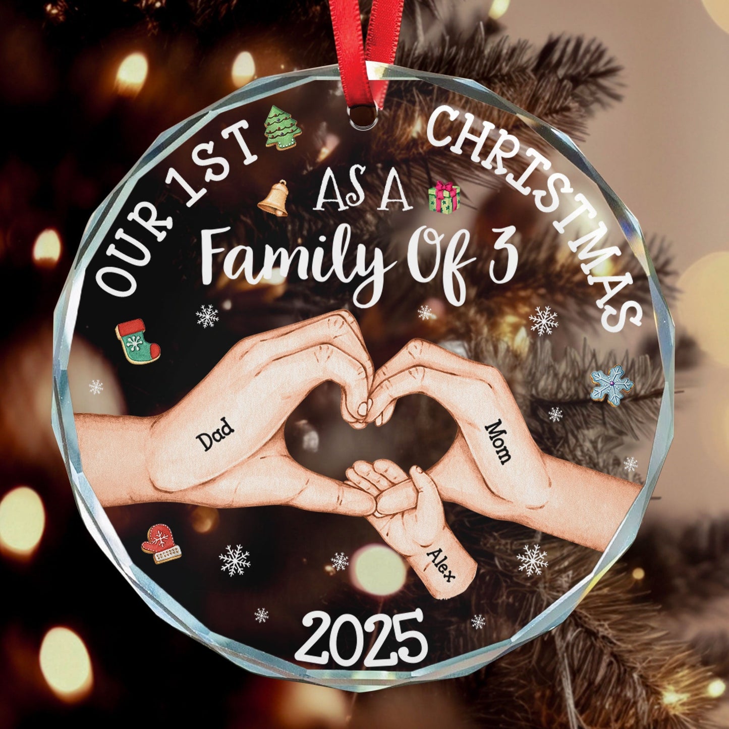 Custom Crystal Ornament - First Christmas Family Gift
