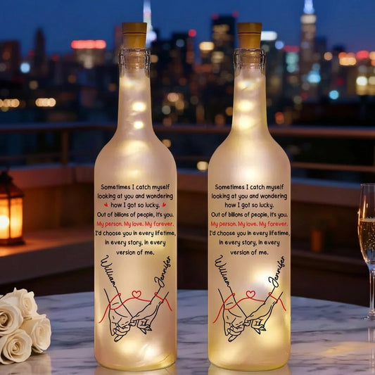 Custom Bottle Lamp With Soft Warm Light, Sweet 'How Lucky I Am' Message, Cozy Home Decor Accent, Thoughtful Gift for Her or Him