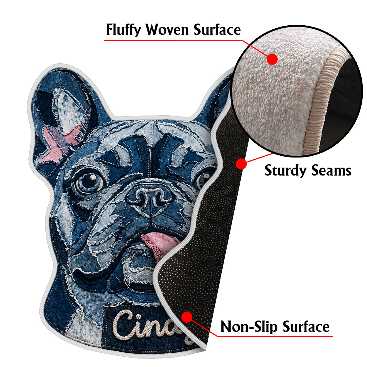 Denim Style Pet Rug - Personalized Dog Non-Slip Tufted Rug