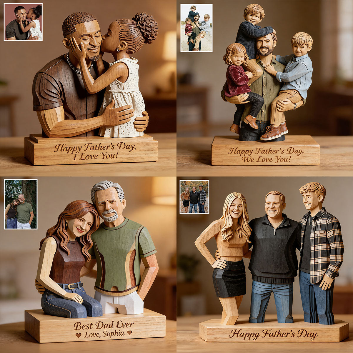Custom Any Photo - Personalized Father Custom Shaped Wood Plaque