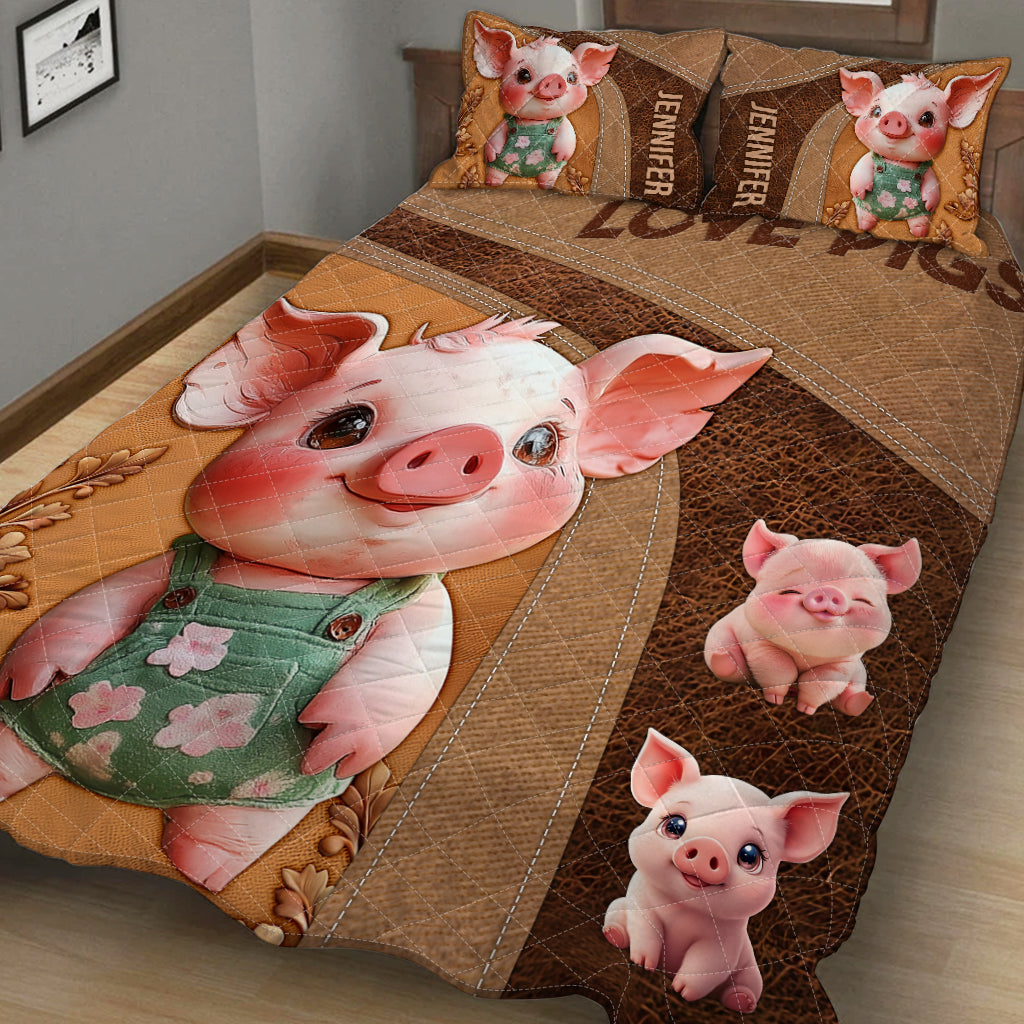 Cute Pig - Personalized Pig Lover Quilt Set