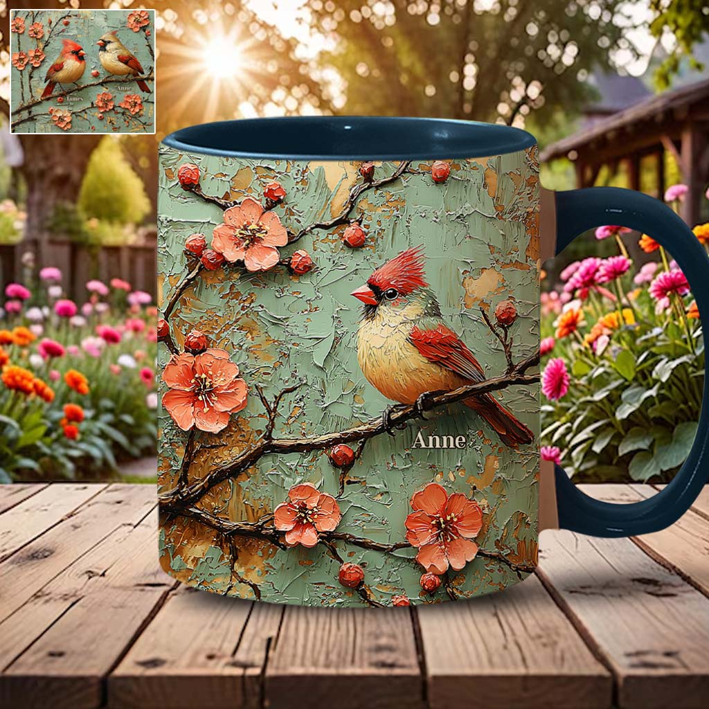 Beautiful Cardinals - Personalized Accent Mug