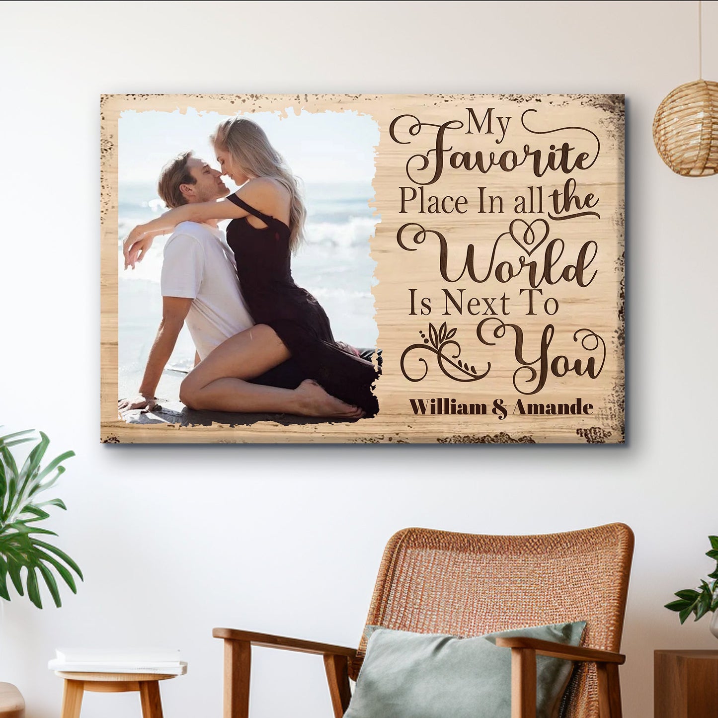 Personalized Poster/Canvas - My Favorite Place In All the World Is Next To You - Valentine's Day Gift for Couples