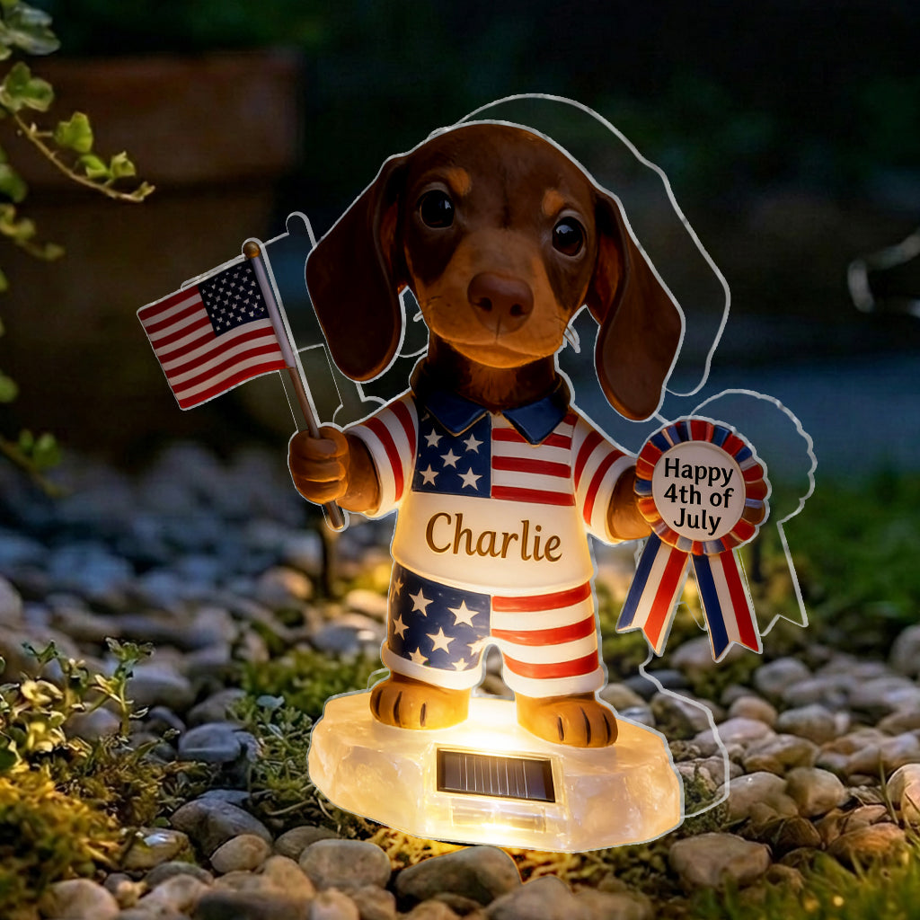 Happy 4th Of July - Personalized Dog Solar Acrylic Light