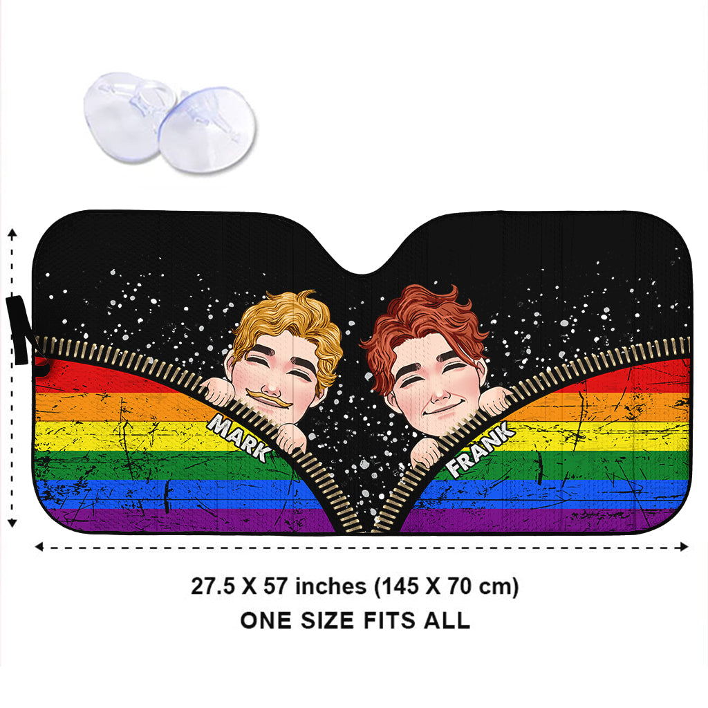 Funny Couple Pride - Personalized LGBT Support Car Sunshade
