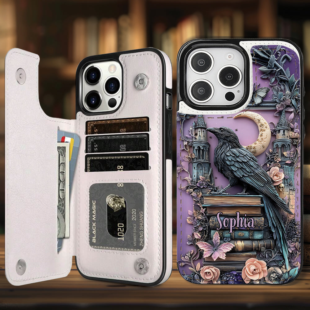 Dark Academia Book Reader - Personalized Book Foldable Wallet Phone Case