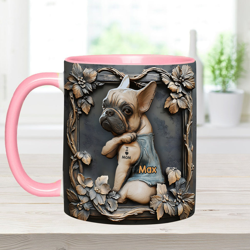 I love Mom - Personalized Dog Accent Mug
