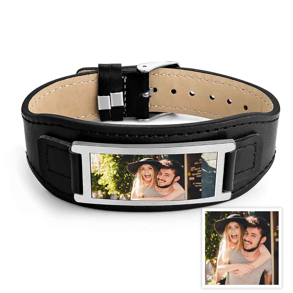 Any Photos - Personalized Photo Leather Bracelet