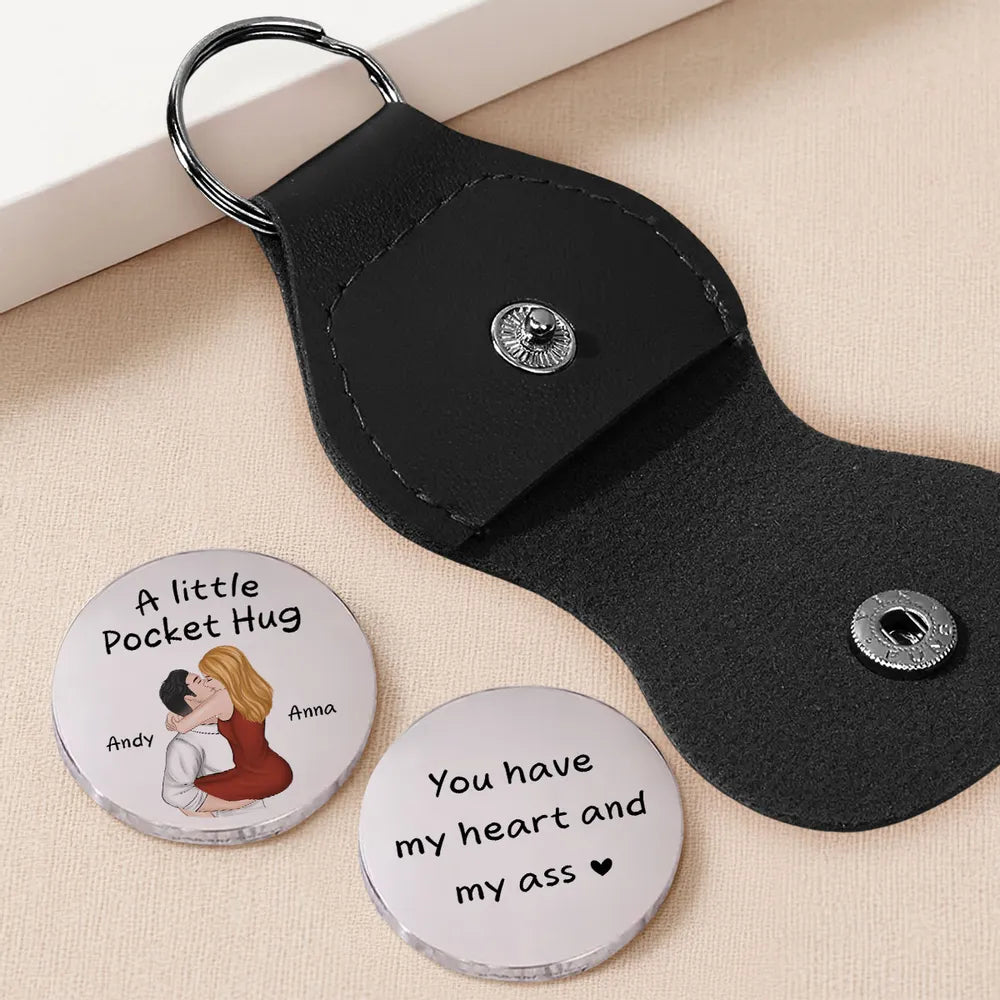 Personalized Pocket Hug Token With Cute Hugging Couple Art, Sweet Everyday Keepsake, Unique Romantic Gift