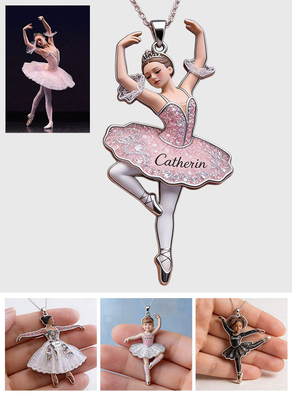 Love Ballet - Personalized Ballet Shaped Metal Pendant Necklace