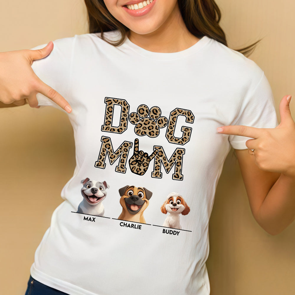 Personalized Dog Mom T-Shirt with Custom Dog Faces
