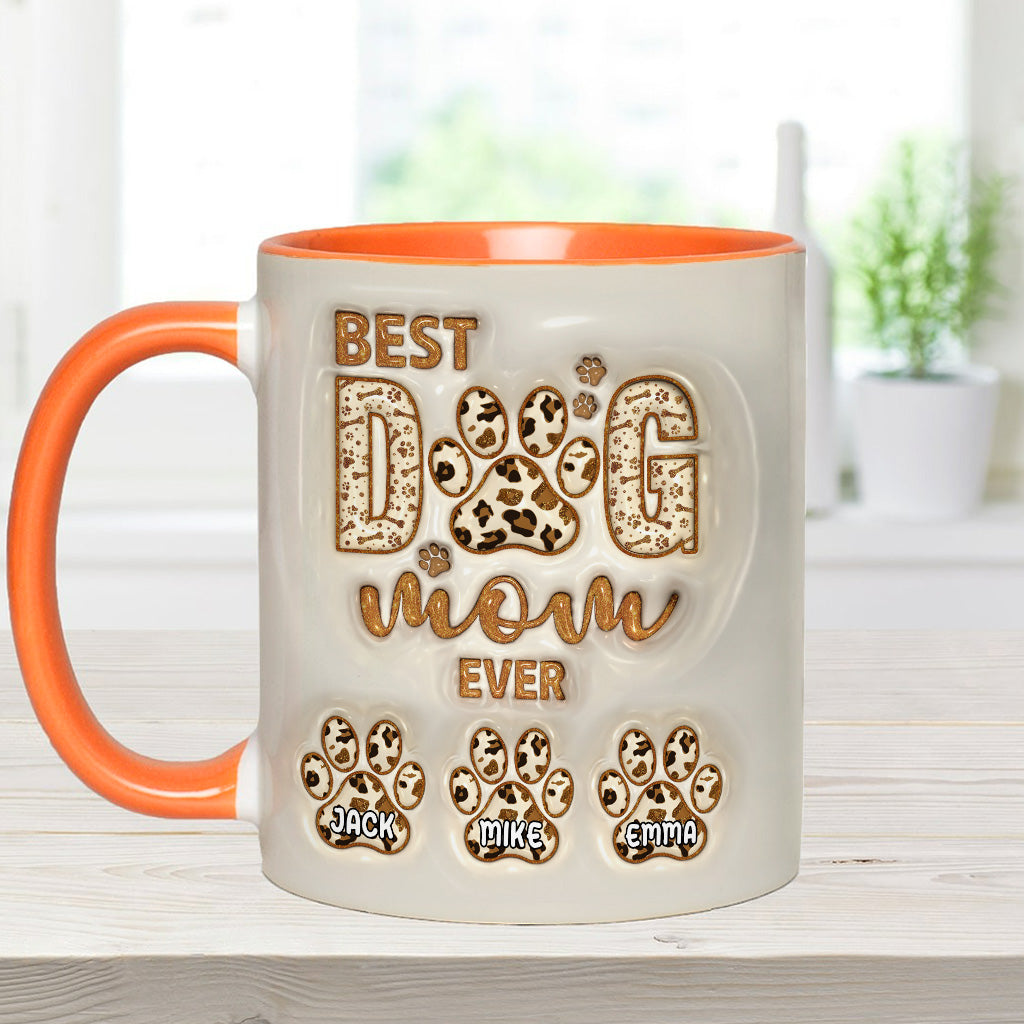 Best Dog Mama Ever - Personalized Dog Accent Mug