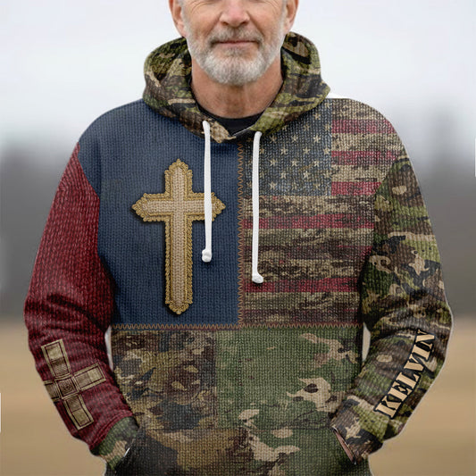 American Flag Cross Faith All Over Print Hoodie - Personalized Christian All Over Shirt