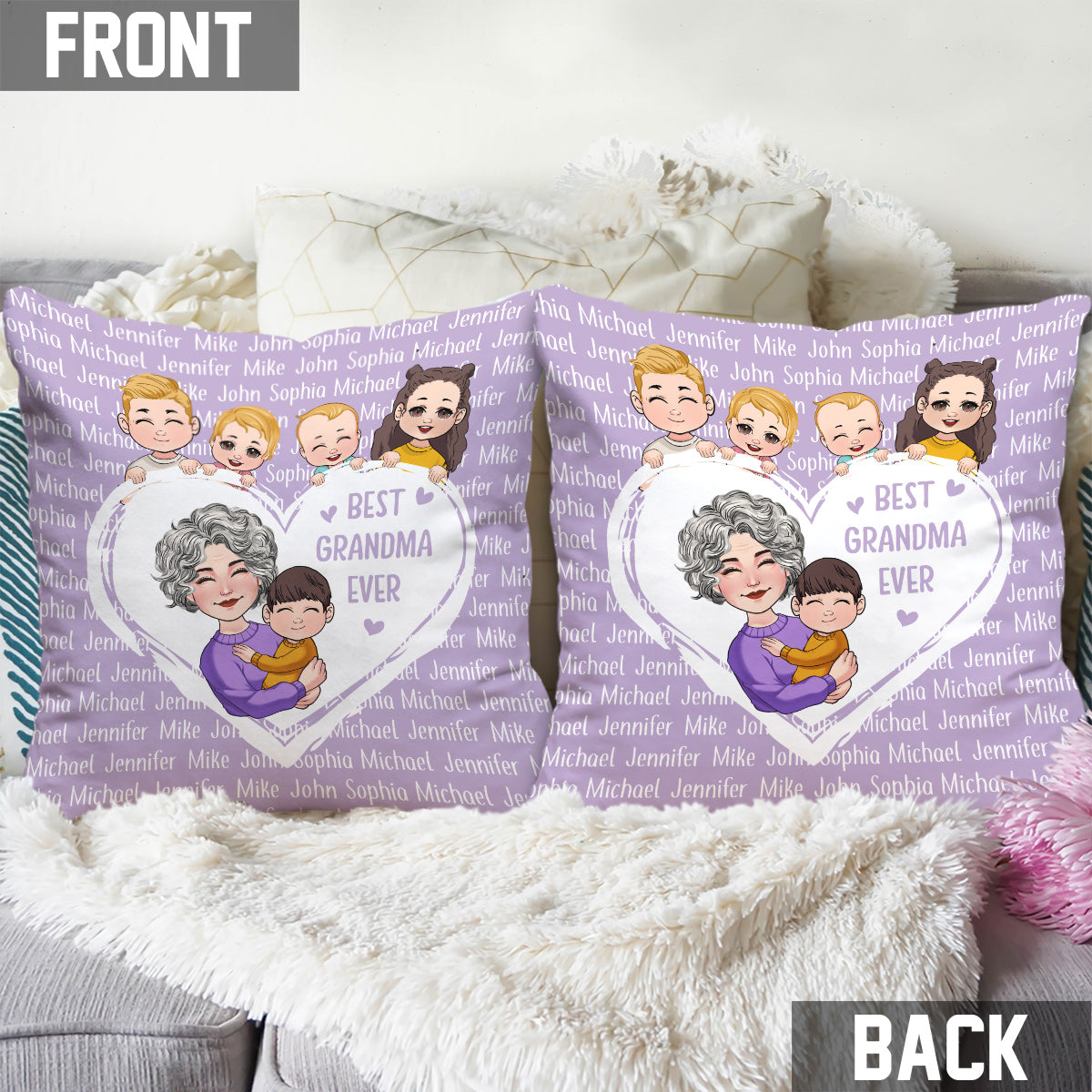 Grandma/Nana/Gigi We Love You - Personalized Grandma Throw Pillow