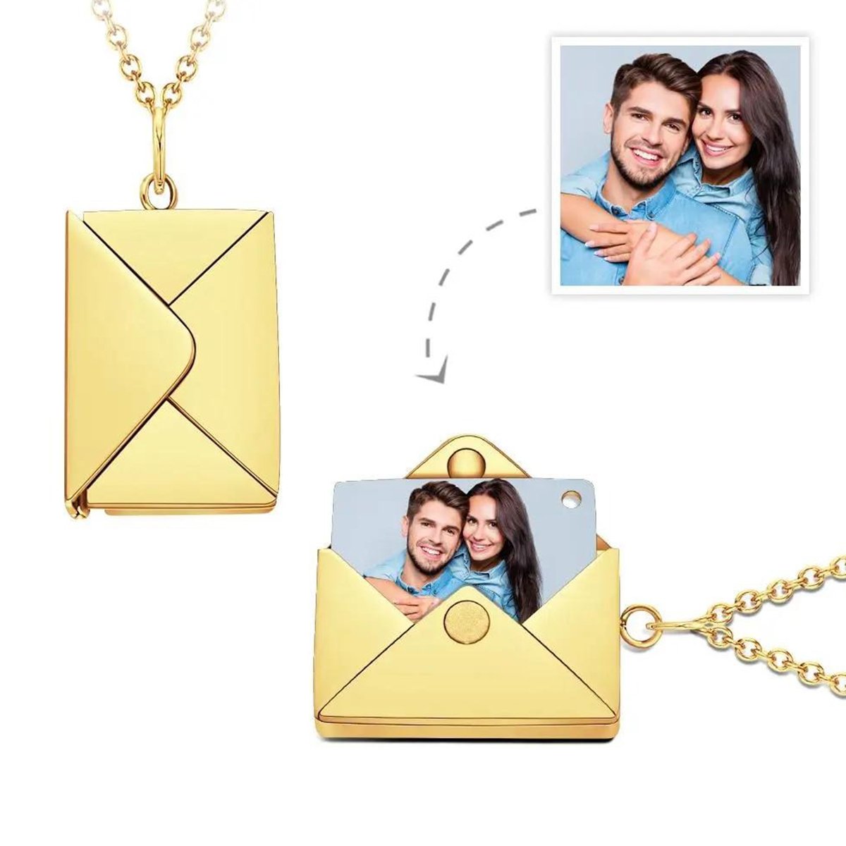 Any Photo Letter Envelope - Personalized Envelope Necklace