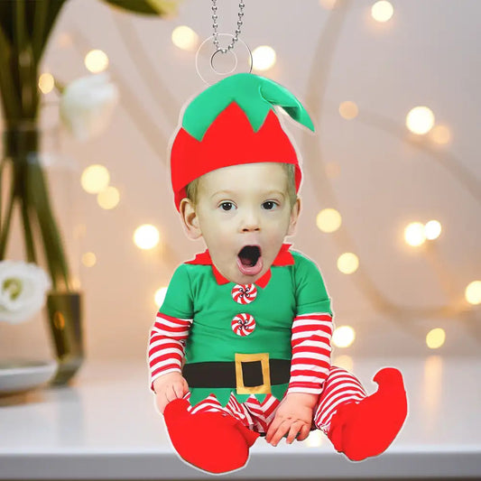 Christmas Baby Elf Acrylic Ornament - Fun Personalized Gift