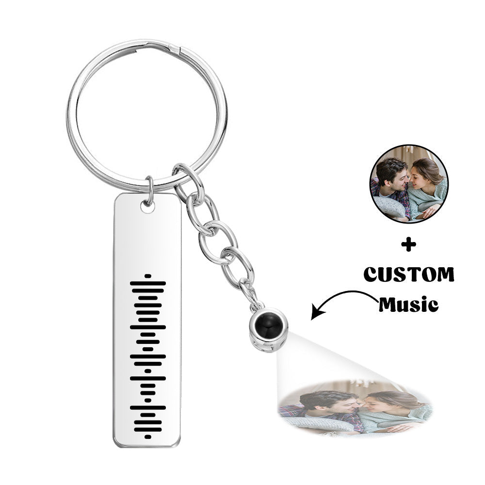Custom Music Code Projection Music Code Projection Keychain - gift for anyone, who lost a loved one - Personalized Keychain