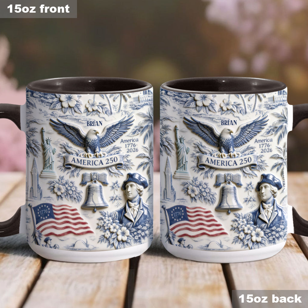 250 Years of America 1776–2026 Vintage Patriotic - Personalized Independence Day/ 4th of July Accent Mug & Coaster